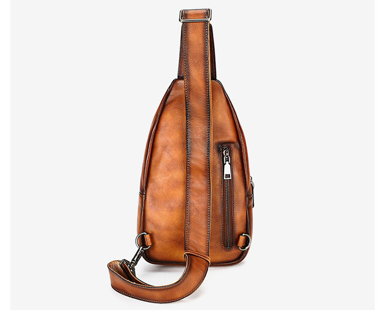 Whatna アンティーク風合い鞣し天 然 牛 革 ワンショルダーメンズバッグボディバッグ 胸バッグ斜めがけバッグ 肩掛けバッグ 本革 厚手 レザー プレゼント 紳士用 男性用 9215-2