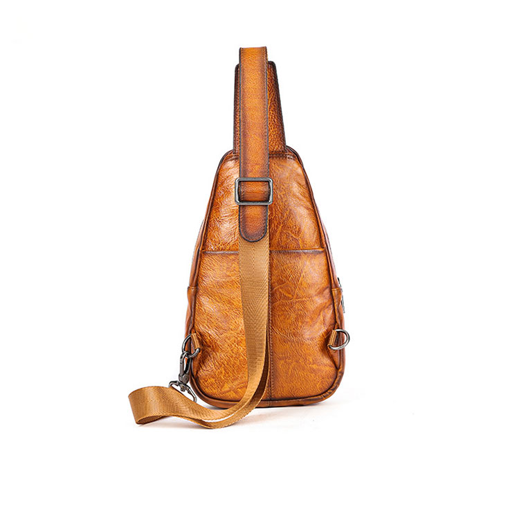 Whatna アンティーク風合い鞣し天 然 牛 革 ワンショルダーメンズバッグボディバッグ 胸バッグ斜めがけバッグ 肩掛けバッグ  本革 厚手 レザー プレゼント 紳士用 男性用 9181-2