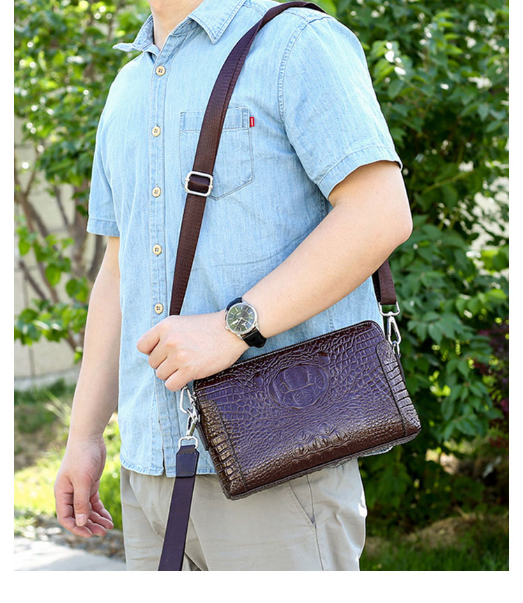 Whatna 革 セカンド バッグ メンズ  3way クラッチ 手持ち バッグ ミニショルダーバッグ 肩掛けバッグ ボディバッグ 胸バッグ斜めがけバッグ 2室仕切 結婚式 バッグ ビジネス フォーマル 冠婚葬祭 バッグ紳士用 男性用 8816-13