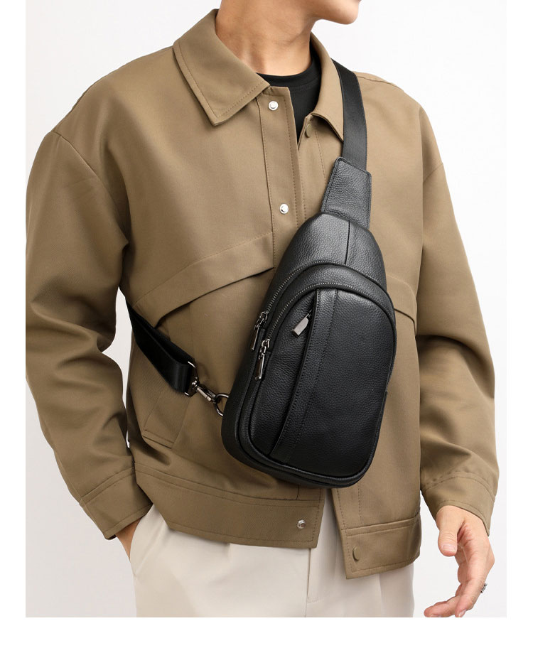 Whatna 牛革 ショルダーバッグ メンズ レディース  斜めがけ ワンショルダーバッグボディバッグ 胸バッグ  ipad mini収納可 イヤホン穴付 厚手レザー 本 革 左右付け替え可能 ビジネス 通学 通勤バッグ 自転車 鞄 8115-8