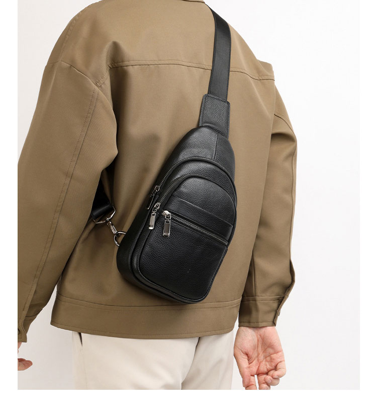 Whatna 牛革 ショルダーバッグ メンズ レディース  斜めがけ ワンショルダーバッグボディバッグ 胸バッグ  ipad mini収納可 イヤホン穴付 厚手レザー 本 革 左右付け替え可能 ビジネス 通学 通勤バッグ 自転車 鞄 8116-11