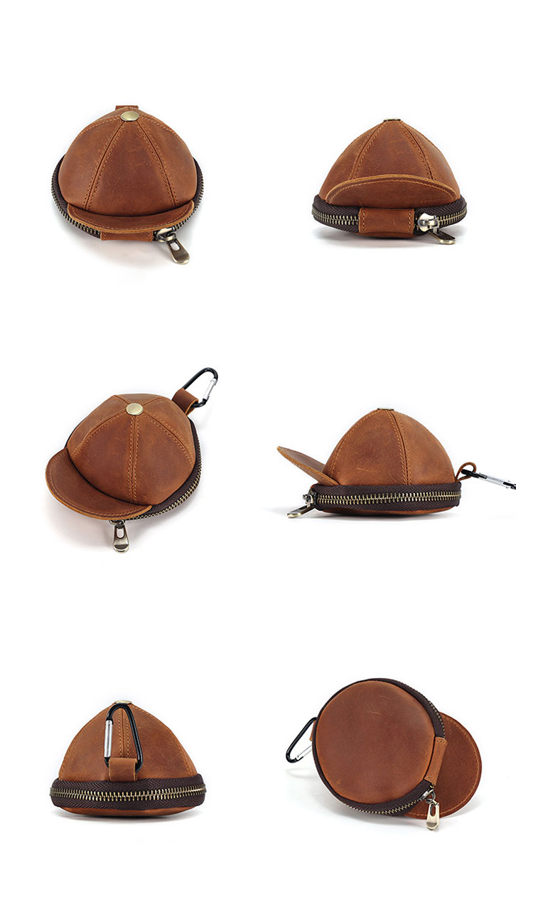 Whatna 天 然 厚 手牛 革 小銭入れ コインケース メンズ レディース 2way ミニサコッシュ カラビナポーチ ベルトループ ミニ財布 小さい財布 札入れ カードケース イヤホン収納ケース カラビナ付き K169-1