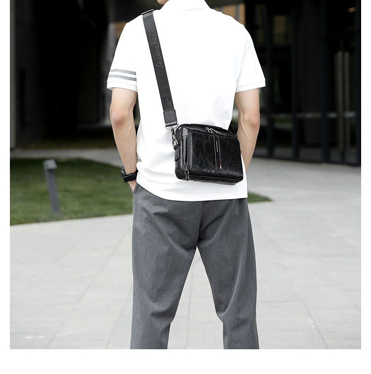 Whatna  ショルダーバッグ メンズ  3way斜め掛け胸バッグ 手提げバッグ 手持げバッグ セカンドバッグ  PUレザー ダブルファスナー カジュアル フォーマル ビジネス 通学 通勤 肩掛けバッグ 自転車かばん プレゼント男性5194-10