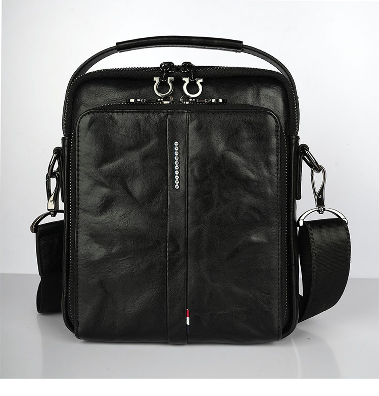 Whatna  ショルダーバッグ メンズ  3way斜め掛け胸バッグ 手提げバッグ 手持げバッグ セカンドバッグ  PUレザー ダブルファスナー カジュアル フォーマル ビジネス 通学 通勤 肩掛けバッグ 自転車かばん プレゼント男性5194-1