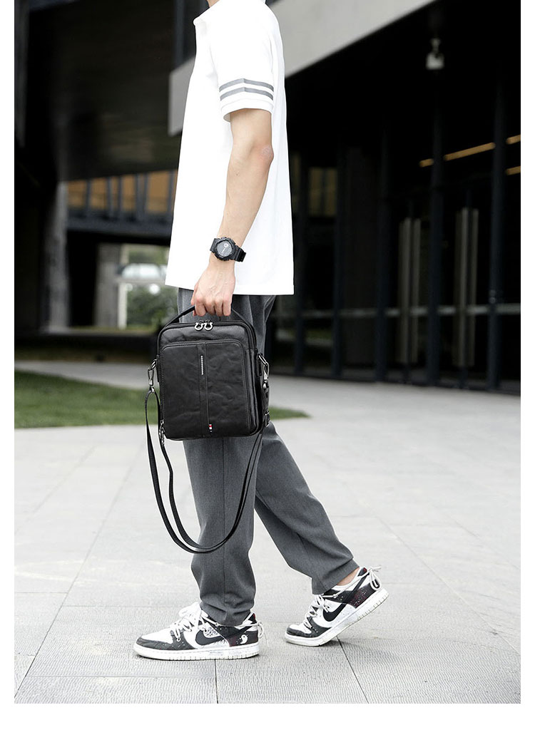 Whatna  ショルダーバッグ メンズ  3way斜め掛け胸バッグ 手提げバッグ 手持げバッグ セカンドバッグ  PUレザー ダブルファスナー カジュアル フォーマル ビジネス 通学 通勤 肩掛けバッグ 自転車かばん プレゼント男性5194-9