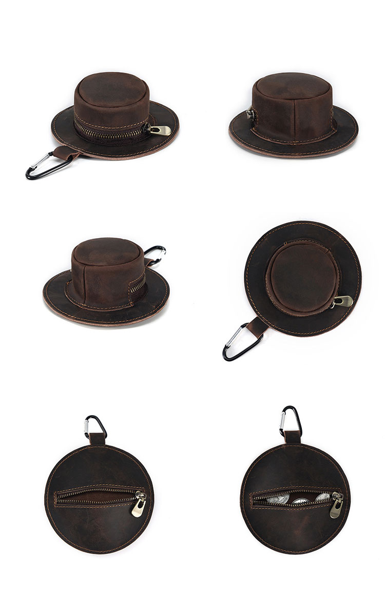 Whatna 天然 厚 手牛 革 小銭入れ コインケース メンズ レディース 2way ミニサコッシュ カラビナポーチ ベルトループ ミニ財布 小さい財布 札入れ カードケース イヤホン収納ケース カラビナ付き K176-1