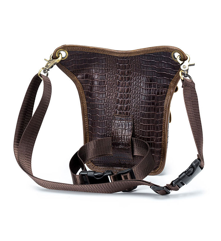 Whatna牛 革 ニショルダーバッグ メンズ  レディース ライディングウエストバッグ ウエストポーチ バイク用クロスボディーバッグ  ライダーバッグ 小型バックパックミニ斜め掛け胸バッグ 男女兼用8205-4