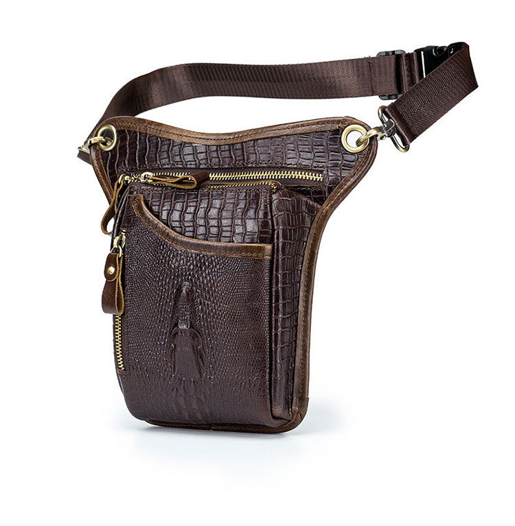 Whatna牛 革 ニショルダーバッグ メンズ  レディース ライディングウエストバッグ ウエストポーチ バイク用クロスボディーバッグ  ライダーバッグ 小型バックパックミニ斜め掛け胸バッグ 男女兼用8205-2