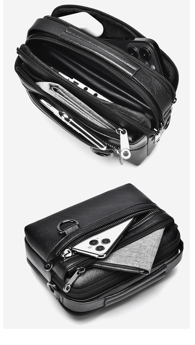 Whatna ミニワンショルダー メンズ  バッグ 4way クラッチ ショルダー斜め掛け ボディバッグ 胸バッグ ウエストポーチ 肩掛けバッグ 手提げバッグ 手持げバッグ小さい 厚手 レザー 横型結婚式 バッグ ビジネス フォーマル 冠婚葬祭 バッグ A303-9