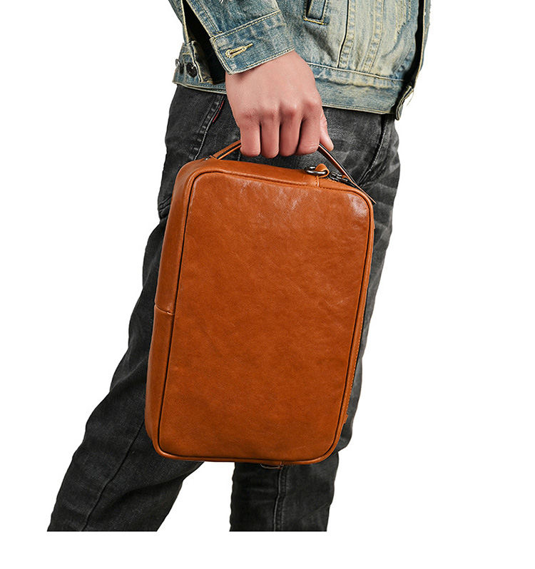 Whatna アンティーク風合い鞣し天 然 牛革 ワンショルダーメンズ トートバッグ クラッチバッグ 斜め掛け ボディバッグ 胸バッグ 肩掛けバッグ 手提げバッグ 手持げバッグ 2室 A4大さい結婚式 バッグ ビジネス フォーマル 冠婚葬祭 バッグ-10