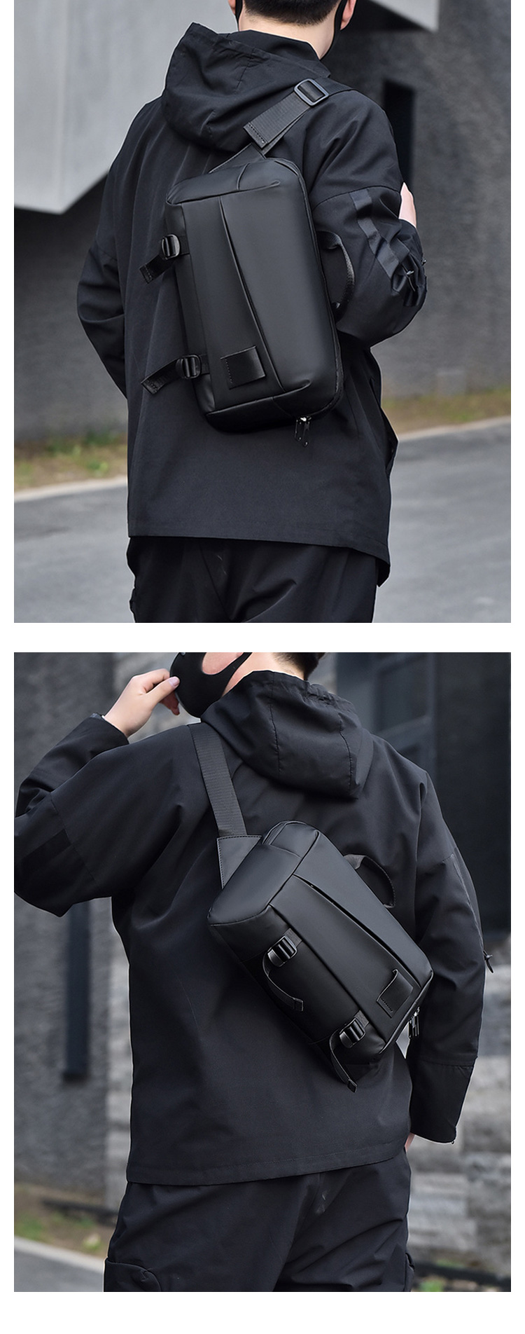 Whatnaワンショルダー バッグ メンズ バッグ ボディ斜め掛け 胸バッグ ボディバッグ トートバッグ 手提げバッグ 手持げバッグ A4 ダブルファスナー  カジュアル フォーマル ビジネス 通学 通勤 肩掛けバッグ仕事用 男性用 紳士用 2198-12