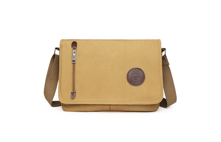 Whatna フラップ 厚 手 帆布 ショルダーバッグ メンズ メッセンジャーバッグ 厚 手 キャンバス 横型 大さめビジネスバッグ A4 15インチPC収納可 肩掛け 通勤 通学斜めがけバッグ 防水 バッグ 自転車 かばん男性用YM-3008-1