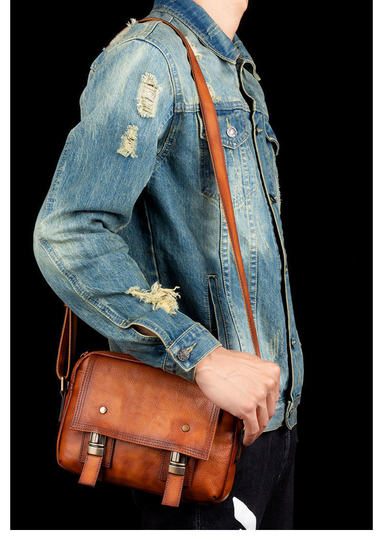 Whatna 植物タンニンなめし トップグレード牛革 ワンショルダーメンズ  斜め掛け ボディバッグ 胸バッグ 肩掛けバッグ 手提げバッグ 手持げバッグ クラッチバッグ 横型 小さい結婚式 バッグ ビジネス フォーマル 冠婚葬祭 バッグ 13617-10