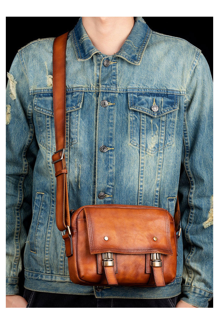 Whatna 植物タンニンなめし トップグレード牛革 ワンショルダーメンズ  斜め掛け ボディバッグ 胸バッグ 肩掛けバッグ 手提げバッグ 手持げバッグ クラッチバッグ 横型 小さい結婚式 バッグ ビジネス フォーマル 冠婚葬祭 バッグ 13617-8