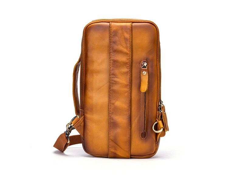 Whatna アンティーク風合い鞣し天 然 牛革 ワンショルダーメンズ  ショルダー斜め掛け ボディバッグ 胸バッグ クラッチ 肩掛けバッグ 手提げバッグ 手持げバッグ 横型 小さい結婚式 バッグ ビジネス フォーマル 冠婚葬祭 バッグ 9151-2
