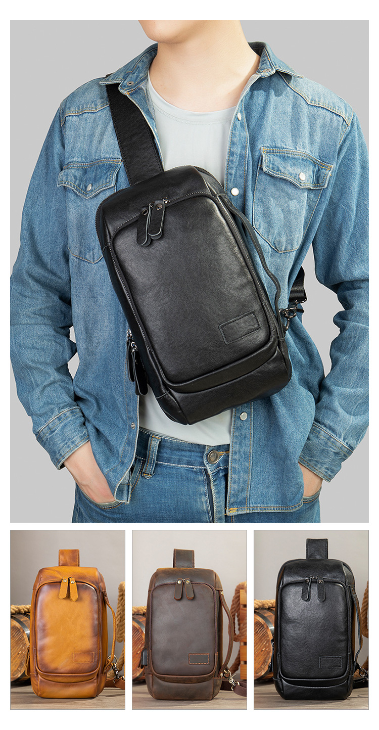 Whatna アンティーク風合い鞣し天 然 牛革 ワンショルダーメンズ  ショルダー斜め掛け ボディバッグ 胸バッグ クラッチ 肩掛けバッグ 手提げバッグ 手持げバッグ 横型 小さい結婚式 バッグ ビジネス フォーマル 冠婚葬祭 バッグ 9151-6