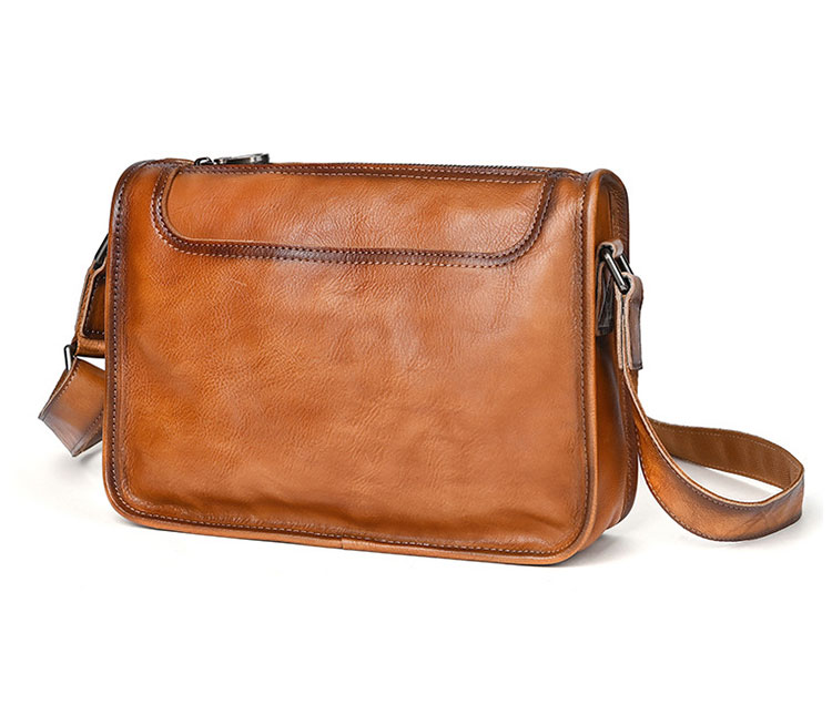 Whatna アンティーク風合い鞣し 天 然 牛 革ワンショルダーメンズ  斜め掛け ボディバッグ 胸バッグ 肩掛けバッグ 手提げバッグ 手持げバッグ クラッチバッグ 横型 小さい結婚式 バッグ ビジネス フォーマル 冠婚葬祭 バッグ 13753-2
