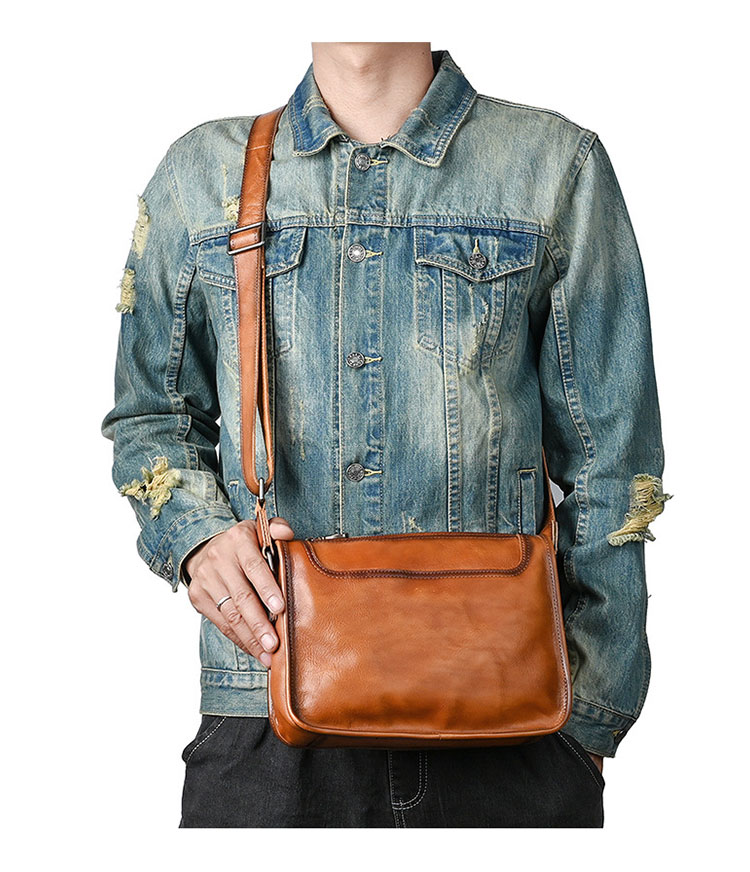 Whatna アンティーク風合い鞣し 天 然 牛 革ワンショルダーメンズ  斜め掛け ボディバッグ 胸バッグ 肩掛けバッグ 手提げバッグ 手持げバッグ クラッチバッグ 横型 小さい結婚式 バッグ ビジネス フォーマル 冠婚葬祭 バッグ 13753-8