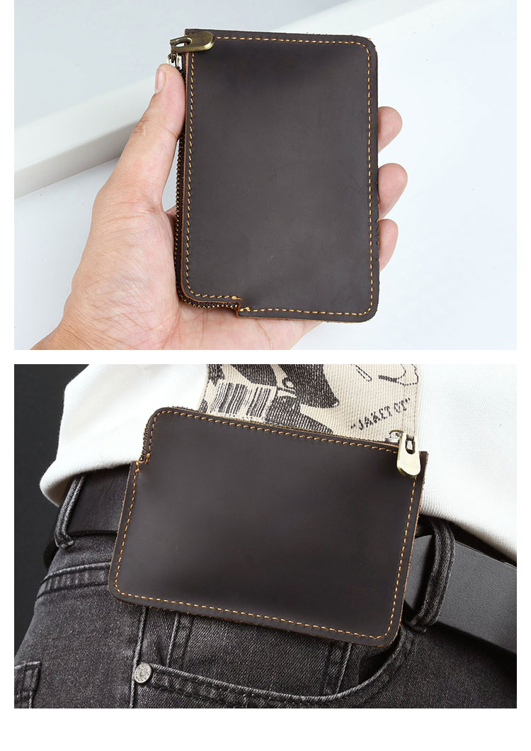 Whatna 天 然 厚 手 牛革 小銭入れ コインケース メンズ レディース 2way ミニサコッシュ カラビナポーチ ベルトループ ミニウエストバッグポーチ 本革 短財布 札入れ 社員証 名札 名刺入れ PYB-201-3