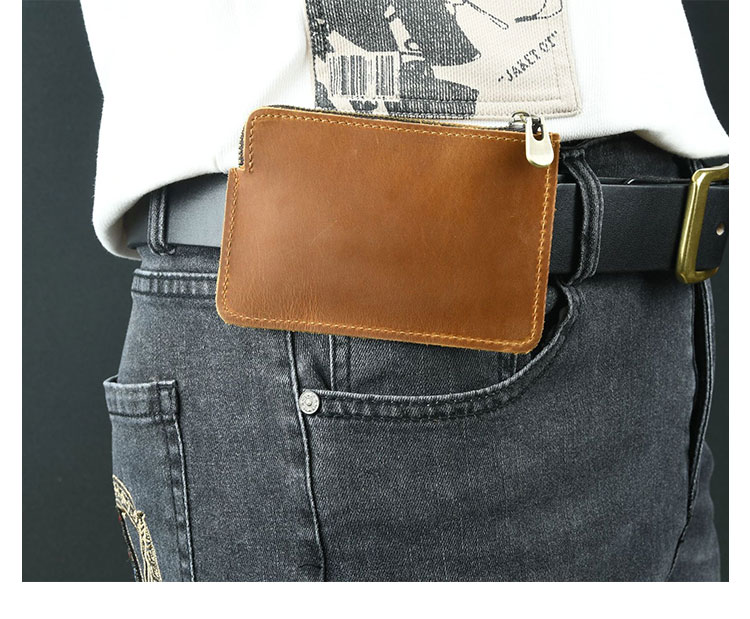 Whatna 天 然 厚 手 牛革 小銭入れ コインケース メンズ レディース 2way ミニサコッシュ カラビナポーチ ベルトループ ミニウエストバッグポーチ 本革 短財布 札入れ 社員証 名札 名刺入れ PYB-201-5