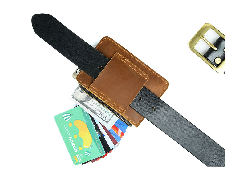 Whatna 天 然 厚 手 牛革 小銭入れ コインケース メンズ レディース 2way ミニサコッシュ カラビナポーチ ベルトループ ミニウエストバッグポーチ 本革 短財布 札入れ 社員証 名札 名刺入れ PYB-201-4