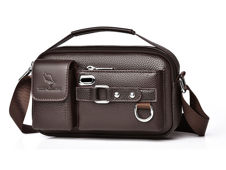 Whatna  ミニショルダーバッグ メンズ レディース 3way 手提げ 手持げ クラッチ 斜め掛け 胸バッグ PUレザーイヤホン穴付カジュアル フォーマル ビジネス 通学 通勤 肩掛けバッグ 自転車かばん プレゼント男性PI910-2