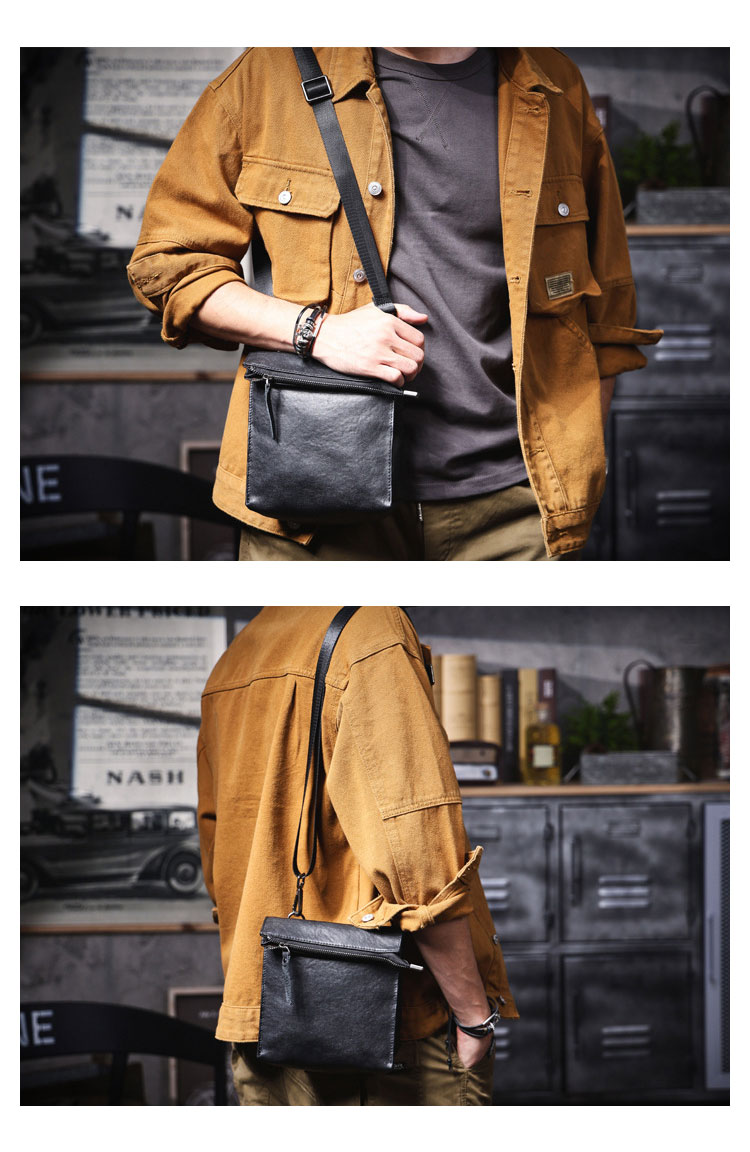 Whatnaアンティーク風合い鞣し 天 然 牛 革ワンショルダーメンズ ボディバッグ 斜め掛け 肩掛け 手提げ 手持げ クラッチ 胸バッグ本革縦型ipad Mini収納可ビジネス フォーマル 冠婚葬祭 結婚式バッグ 7303-8