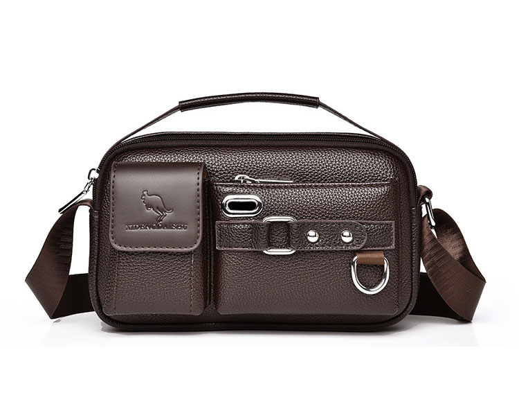 Whatna  ミニショルダーバッグ メンズ レディース 3way 手提げ 手持げ クラッチ 斜め掛け 胸バッグ PUレザーイヤホン穴付カジュアル フォーマル ビジネス 通学 通勤 肩掛けバッグ 自転車かばん プレゼント男性PI910-1