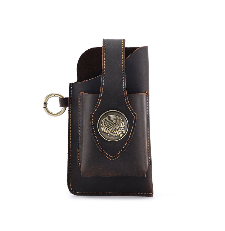 Whatna 天 然 牛革 ウエストポーチ メンズ 腰ポーチ ウエストバッグ 本 革 スマホポーチ 6.7インチスマホ収納可・キーホルダー付き コンパクトポーチ 小物入れ スポーツ ビジネス 旅行 男性 用  6620-1