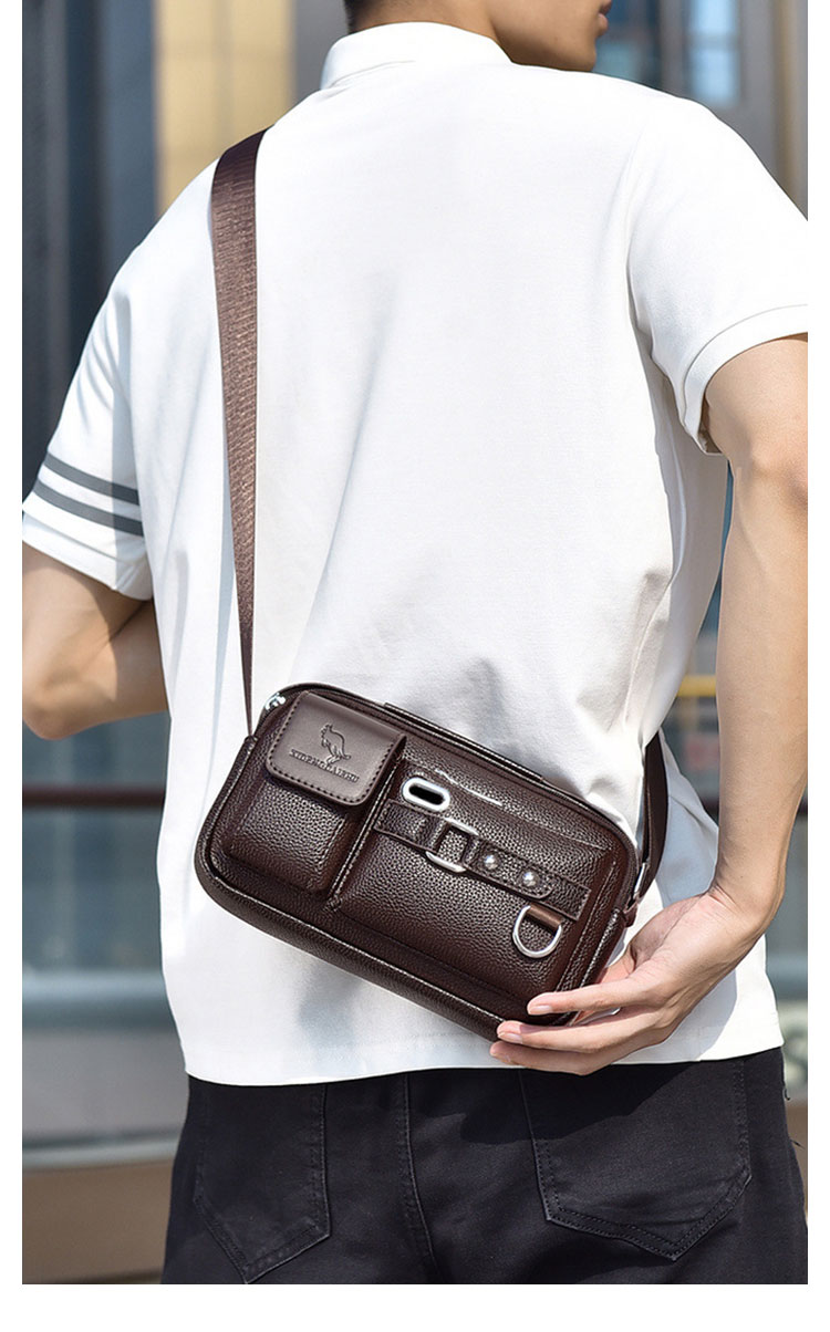 Whatna  ミニショルダーバッグ メンズ レディース 3way 手提げ 手持げ クラッチ 斜め掛け 胸バッグ PUレザーイヤホン穴付カジュアル フォーマル ビジネス 通学 通勤 肩掛けバッグ 自転車かばん プレゼント男性PI910-13