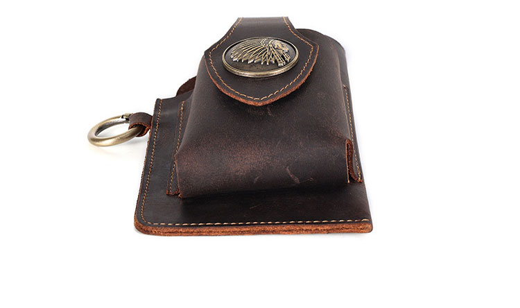 Whatna 天 然 牛革 ウエストポーチ メンズ 腰ポーチ ウエストバッグ 本 革 スマホポーチ 6.7インチスマホ収納可・キーホルダー付き コンパクトポーチ 小物入れ スポーツ ビジネス 旅行 男性 用  6620-5