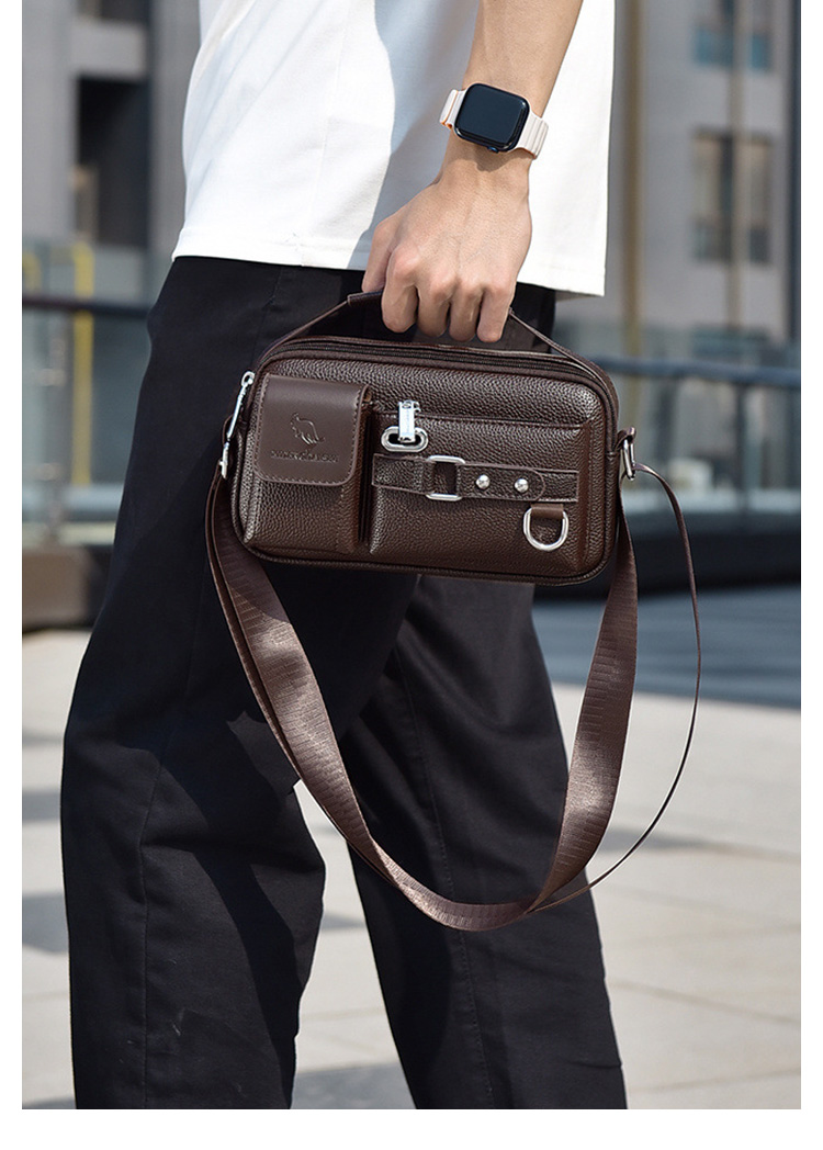 Whatna  ミニショルダーバッグ メンズ レディース 3way 手提げ 手持げ クラッチ 斜め掛け 胸バッグ PUレザーイヤホン穴付カジュアル フォーマル ビジネス 通学 通勤 肩掛けバッグ 自転車かばん プレゼント男性PI910-14