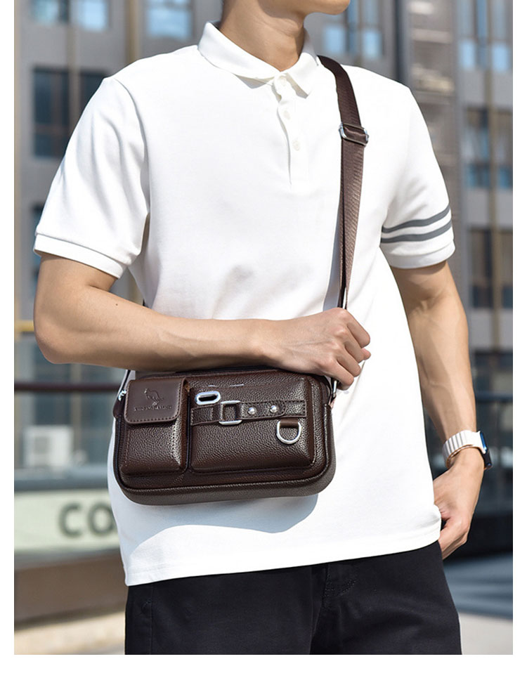 Whatna  ミニショルダーバッグ メンズ レディース 3way 手提げ 手持げ クラッチ 斜め掛け 胸バッグ PUレザーイヤホン穴付カジュアル フォーマル ビジネス 通学 通勤 肩掛けバッグ 自転車かばん プレゼント男性PI910-12