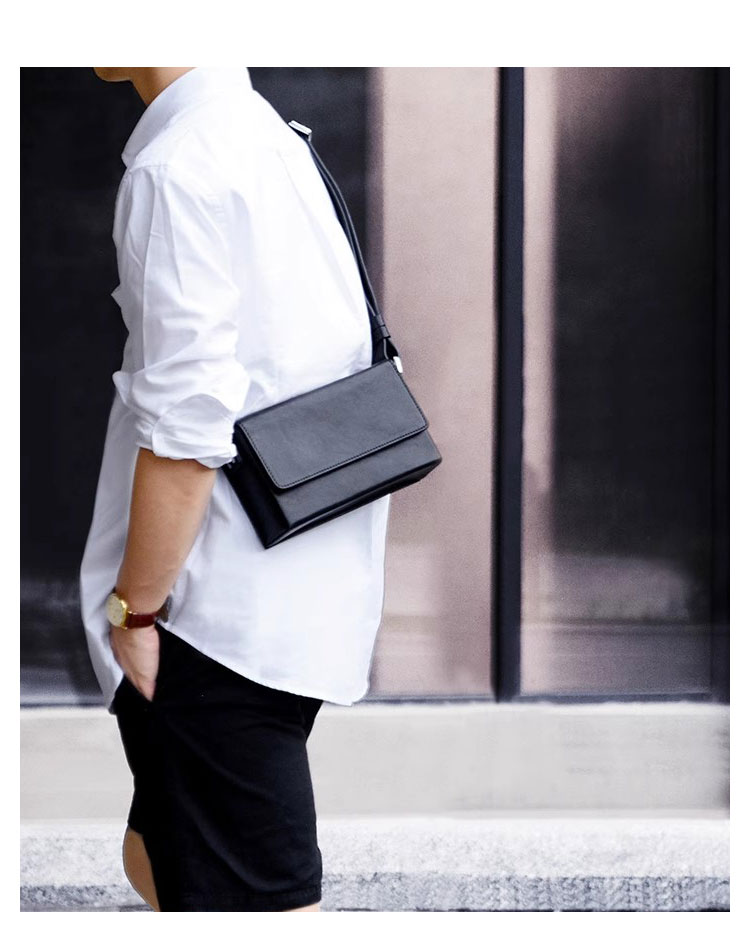 Whatna 革ミニ ショルダーバッグ メンズ メッセンジャーバッグ 小さipad Mini収納可 横 型 通勤 通学 斜めがけ ボディ バッグ ビジネス フォーマル 冠婚葬祭 結婚式 バッグ 自転車 かばんXM-2645-9