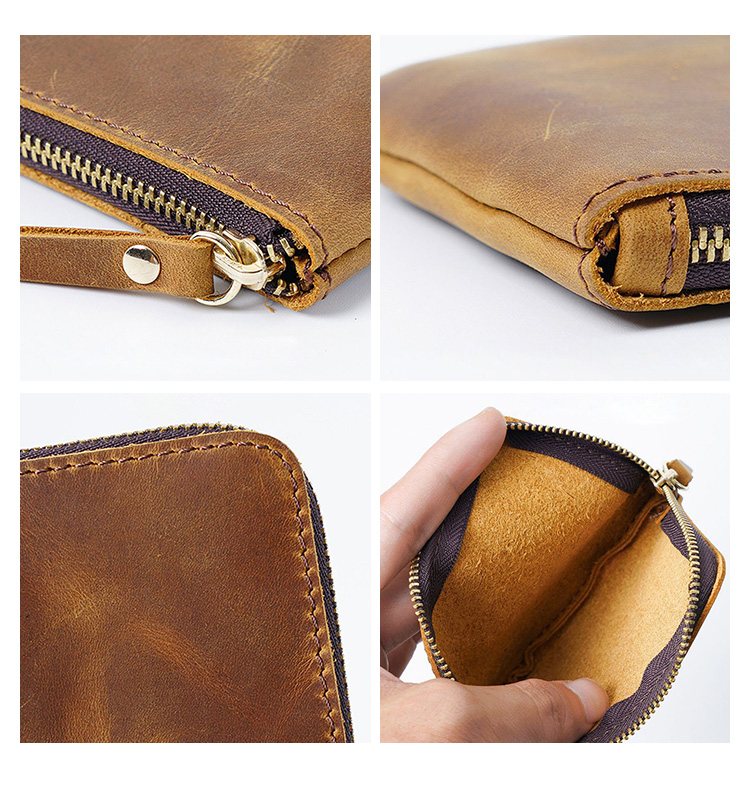 Whatna 天 然 厚 手 牛革 小銭入れ コインケース メンズ レディースミニ財布 小さい財布 札入れ カードケース 本革 イヤホン収納ケース PK-122-6