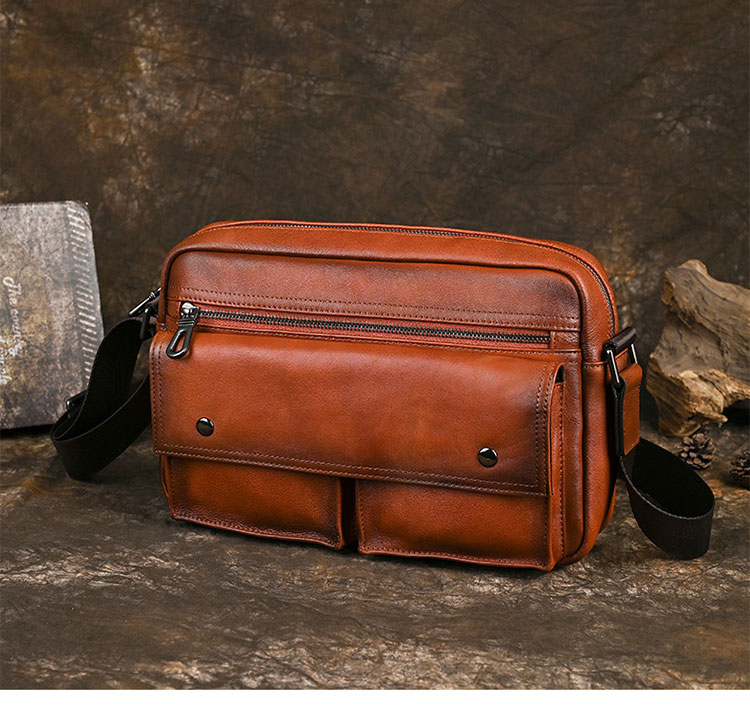 Whatna アンティーク風合い鞣し天 然 牛革 ワンショルダー メンズ 斜め掛けボディ胸バッグ 肩掛け 手提げ 手持げ クラッチ バックipad 10.5収納可 結婚式 ビジネス フォーマル 冠婚葬祭 バッグ9011-1