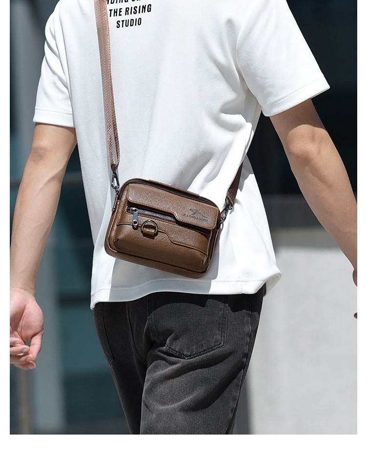 Whatna ミニワンショルダー メンズ  4way クラッチ 斜め掛け 肩掛け 手提げ 手持げ ボディ胸バッグ 小さいウエストポーチ厚手 レザー 横型ビジネス フォーマル 冠婚葬祭結婚式 バッグ A308#-12