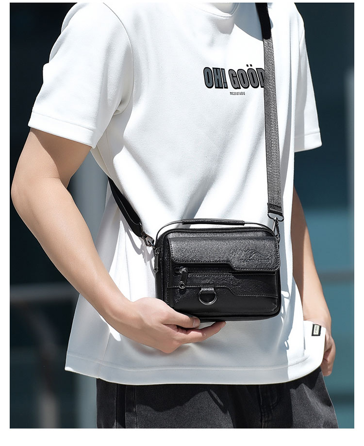 Whatna ミニワンショルダー メンズ  4way クラッチ 斜め掛け 肩掛け 手提げ 手持げ ボディ胸バッグ 小さいウエストポーチ厚手 レザー 横型ビジネス フォーマル 冠婚葬祭結婚式 バッグ A308#-14