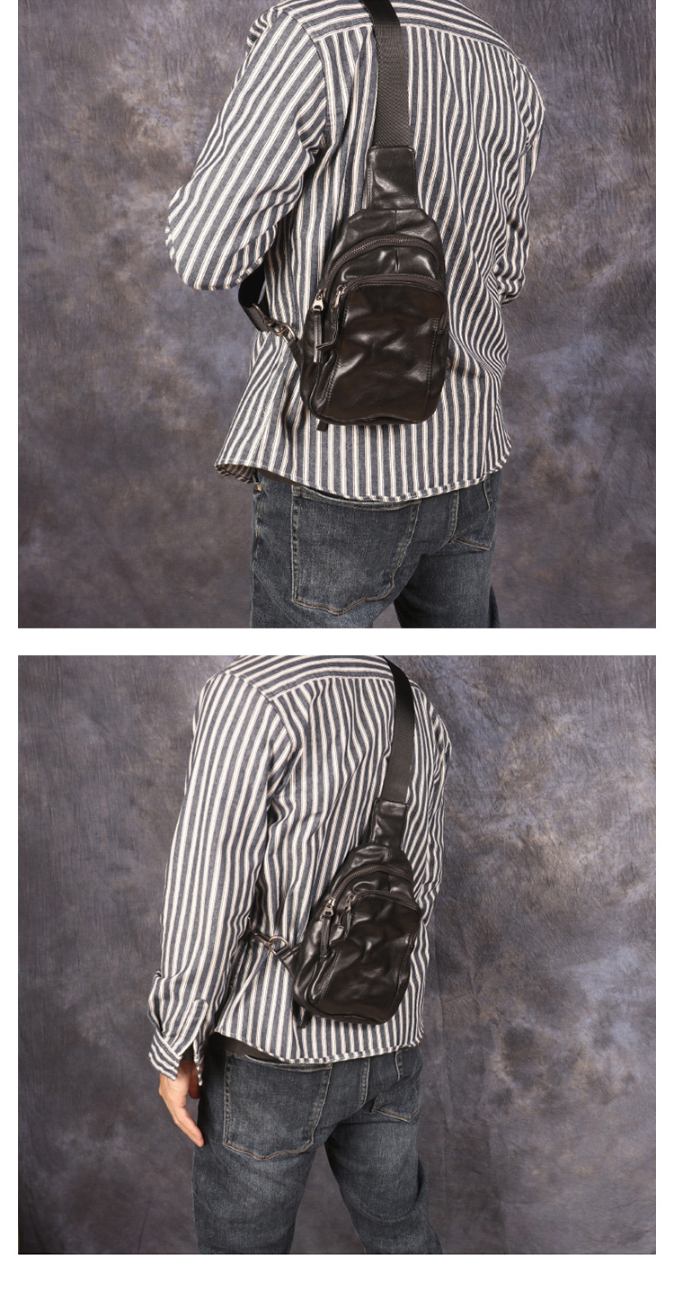 Whatna アンティーク風合い鞣し天 然牛 革 斜めがけ ボディバッグ ワンショルダー メンズ 本革 厚手 レザー1335-9