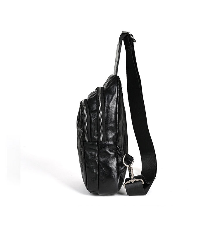 Whatna アンティーク風合い鞣し天 然牛 革 斜めがけ ボディバッグ ワンショルダー メンズ 本革 厚手 レザー1335-4