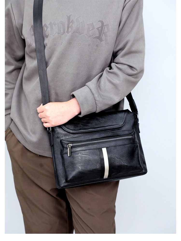 Whatna 革シ ョルダーバッグ メンズ メッセンジャーバッグ  A4 ipadpro 13収納可 横 型 ビジネス 通勤 通学 斜めがけバッグ 自転車 かばん男性用HB2768-7