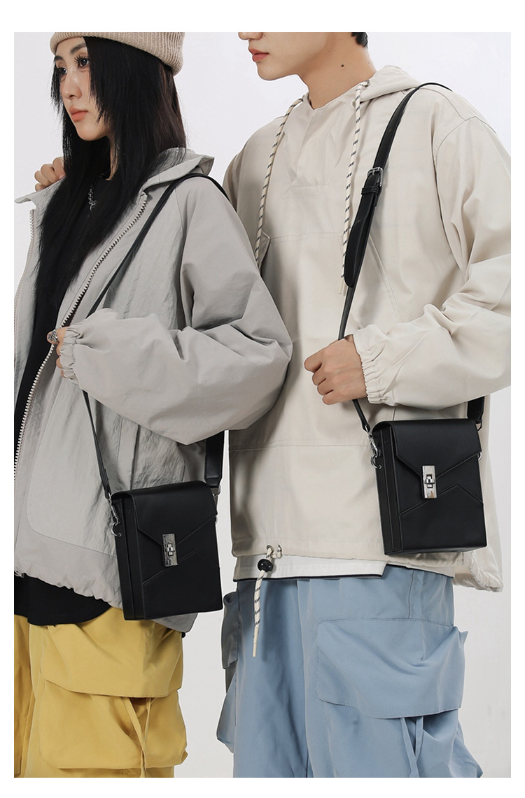 Whatna ミニショルダーバッグ ロック付き 盗難防止 PUレザー 2WAY バッグインバッグ メンズ・レディース 取り外し可能ストラップ-12