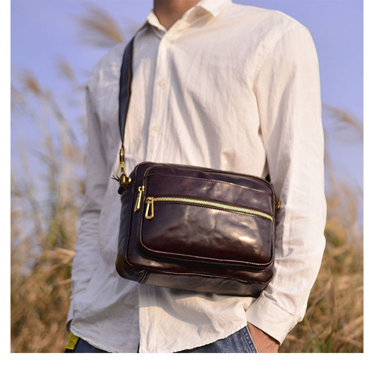 Whatna アンティーク風合い鞣し天 然 牛革ショルダーバッグ メンズ メッセンジャーバッグ 小さめ ビジネスバッグ ipad9.7収納可 横 型 本革 通勤 通学 斜めがけバッグ 自転車 かばん男性用96036-10