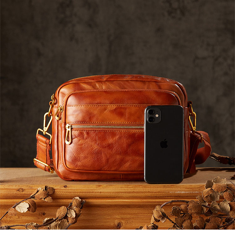 Whatna アンティーク風合い鞣し天 然 牛革ショルダーバッグ メンズ メッセンジャーバッグ 小さめ ビジネスバッグ ipad9.7収納可 横 型 本革 通勤 通学 斜めがけバッグ 自転車 かばん男性用96036-2