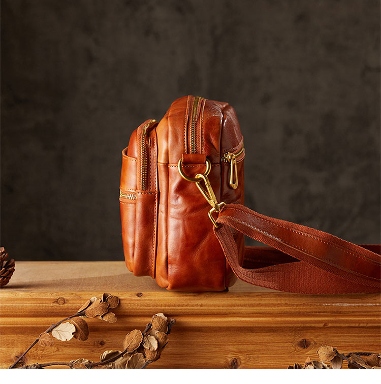 Whatna アンティーク風合い鞣し天 然 牛革ショルダーバッグ メンズ メッセンジャーバッグ 小さめ ビジネスバッグ ipad9.7収納可 横 型 本革 通勤 通学 斜めがけバッグ 自転車 かばん男性用96036-4