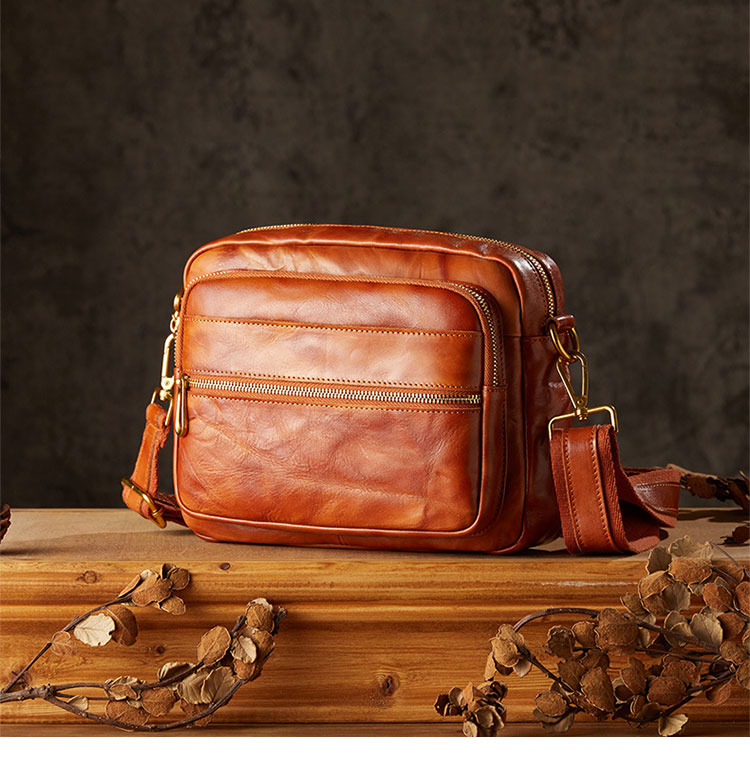 Whatna アンティーク風合い鞣し天 然 牛革ショルダーバッグ メンズ メッセンジャーバッグ 小さめ ビジネスバッグ ipad9.7収納可 横 型 本革 通勤 通学 斜めがけバッグ 自転車 かばん男性用96036-3