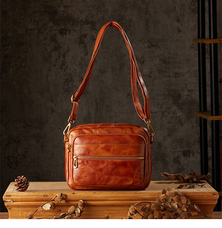 Whatna アンティーク風合い鞣し天 然 牛革ショルダーバッグ メンズ メッセンジャーバッグ 小さめ ビジネスバッグ ipad9.7収納可 横 型 本革 通勤 通学 斜めがけバッグ 自転車 かばん男性用96036-1