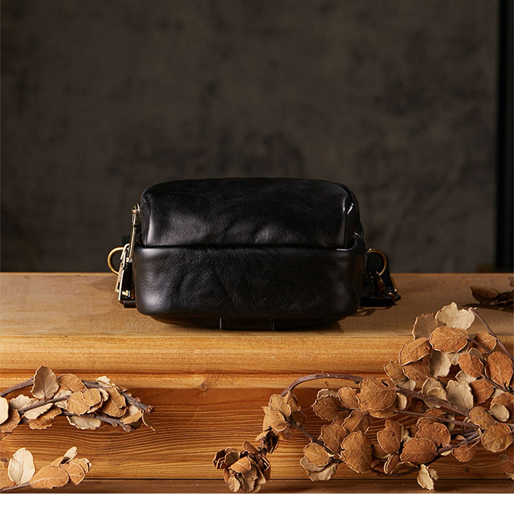 Whatna アンティーク風合い鞣し 天 然 牛 革ミニショルダー メンズ  ミニウエストバッグ ウエストポーチバイク用 本革 男女兼用  ワンショルダー 斜め掛け ボディ胸バッグ  ブラウン 黒75152-4