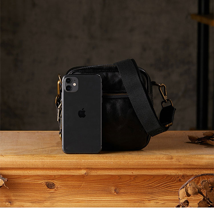 Whatna アンティーク風合い鞣し 天 然 牛 革ミニショルダー メンズ  ミニウエストバッグ ウエストポーチバイク用 本革 男女兼用  ワンショルダー 斜め掛け ボディ胸バッグ  ブラウン 黒75152-3