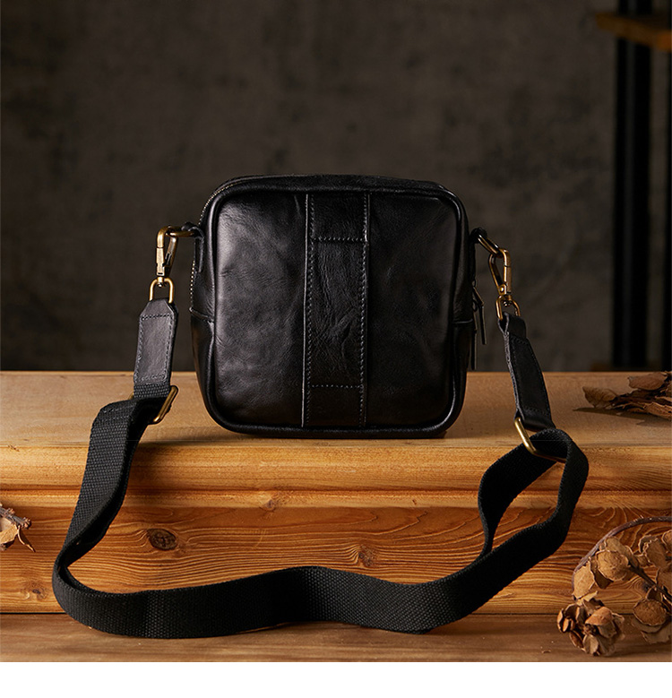 Whatna アンティーク風合い鞣し 天 然 牛 革ミニショルダー メンズ  ミニウエストバッグ ウエストポーチバイク用 本革 男女兼用  ワンショルダー 斜め掛け ボディ胸バッグ  ブラウン 黒75152-5